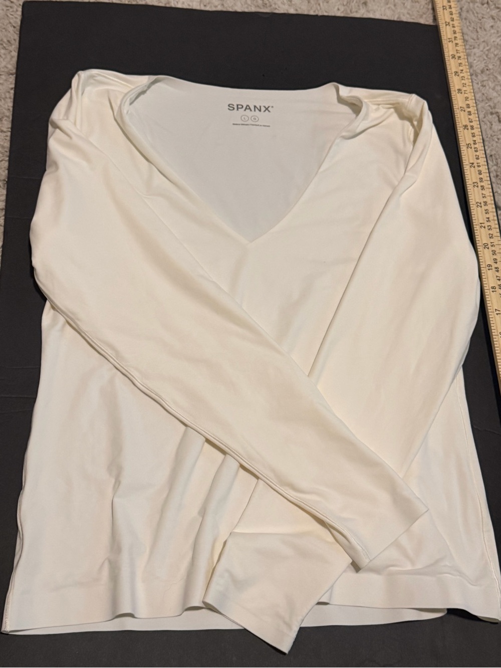 SPANX Ivory V-Neck Long Sleeve Shaping Top